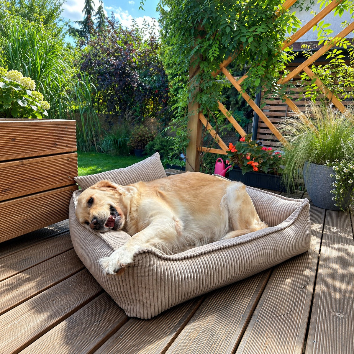 Nino Corduroy Memory Foam Dog Basket Bed – Cloud Grey, L