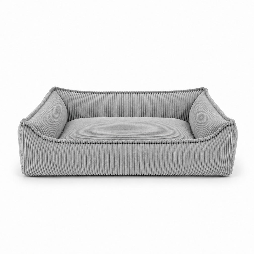 Nino Corduroy Memory Foam Dog Basket Bed – Cloud Grey, L